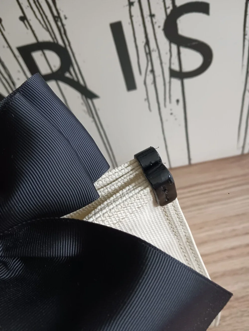 My Flat London CREED  Tote Bag with Black Bow - Cream and Black